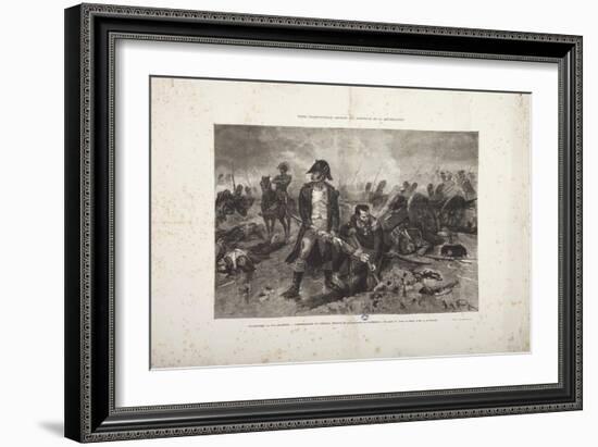 The Burial of the Flag, Episode of the Battle of Waterloo, Engraved by Jules Claretie-Alphonse Marie de Neuville-Framed Giclee Print