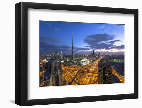The Burj Khalifa Dubai, View across Sheikh Zayed Road and Financial Centre Road Interchange-Gavin Hellier-Framed Photographic Print