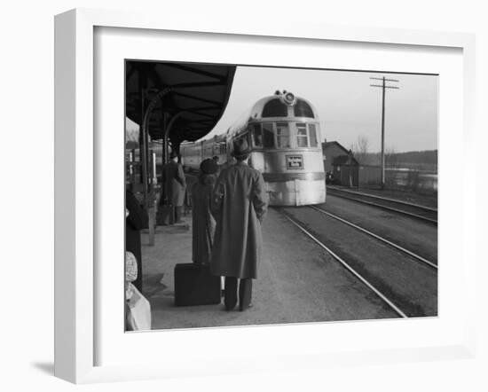 The Burlington Zephyr, East Dubuque, Illinois, c.1940-John Vachon-Framed Photo