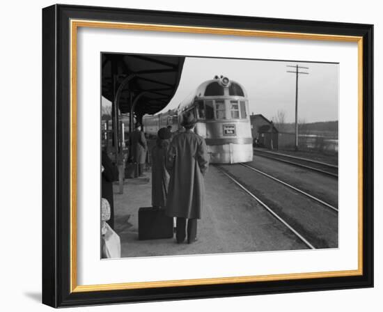 The Burlington Zephyr, East Dubuque, Illinois, c.1940-John Vachon-Framed Photo