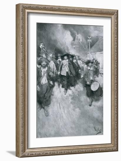The Burning of Jamestown, 1676, from "Colonies and Nation" by Woodrow Wilson, 1901-Howard Pyle-Framed Giclee Print