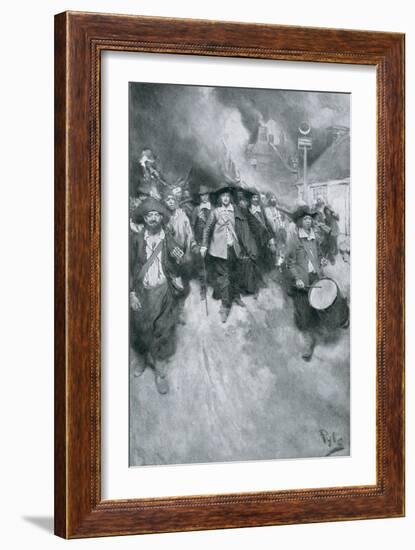 The Burning of Jamestown, 1676, from "Colonies and Nation" by Woodrow Wilson, 1901-Howard Pyle-Framed Giclee Print