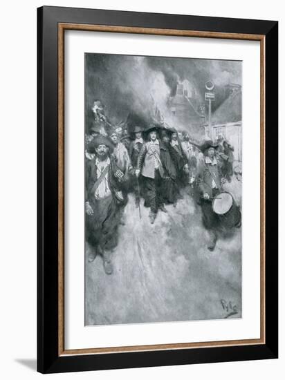 The Burning of Jamestown, 1676, from "Colonies and Nation" by Woodrow Wilson, 1901-Howard Pyle-Framed Giclee Print