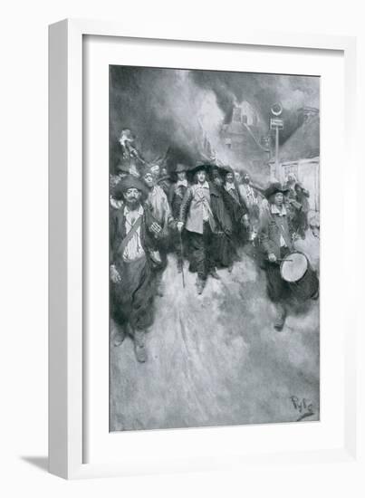 The Burning of Jamestown, 1676, from "Colonies and Nation" by Woodrow Wilson, 1901-Howard Pyle-Framed Giclee Print