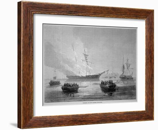 The Burning of the British Customs Schooner 'Gaspee' by American Patriots on 9th June 1772-American School-Framed Giclee Print