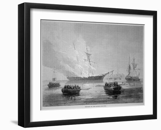 The Burning of the British Customs Schooner 'Gaspee' by American Patriots on 9th June 1772-American School-Framed Giclee Print