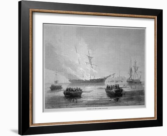 The Burning of the British Customs Schooner 'Gaspee' by American Patriots on 9th June 1772-American School-Framed Giclee Print