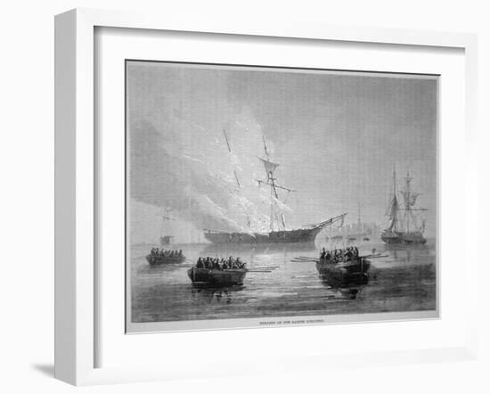 The Burning of the British Customs Schooner 'Gaspee' by American Patriots on 9th June 1772-American School-Framed Giclee Print