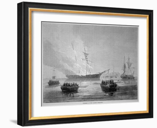 The Burning of the British Customs Schooner 'Gaspee' by American Patriots on 9th June 1772-American School-Framed Giclee Print