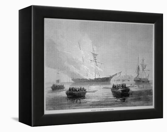 The Burning of the British Customs Schooner 'Gaspee' by American Patriots on 9th June 1772-American School-Framed Premier Image Canvas