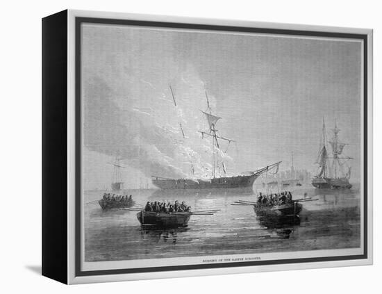 The Burning of the British Customs Schooner 'Gaspee' by American Patriots on 9th June 1772-American School-Framed Premier Image Canvas
