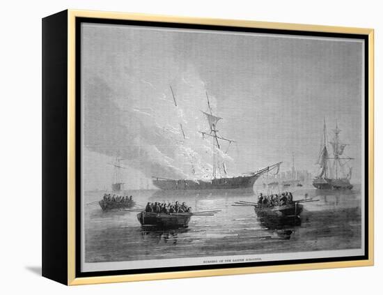 The Burning of the British Customs Schooner 'Gaspee' by American Patriots on 9th June 1772-American School-Framed Premier Image Canvas