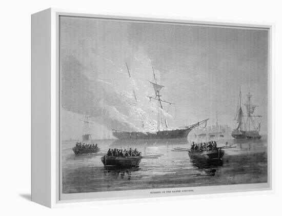 The Burning of the British Customs Schooner 'Gaspee' by American Patriots on 9th June 1772-American School-Framed Premier Image Canvas