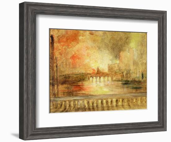 The Burning of the Houses of Parliament, Previously Attributed to J.M.W. Turner (1775-1851)-English-Framed Giclee Print