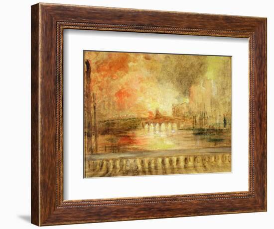 The Burning of the Houses of Parliament, Previously Attributed to J.M.W. Turner (1775-1851)-English-Framed Giclee Print