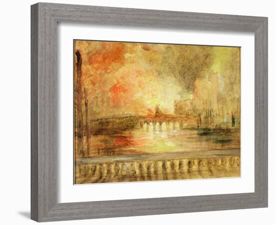 The Burning of the Houses of Parliament, Previously Attributed to J.M.W. Turner (1775-1851)-English-Framed Giclee Print