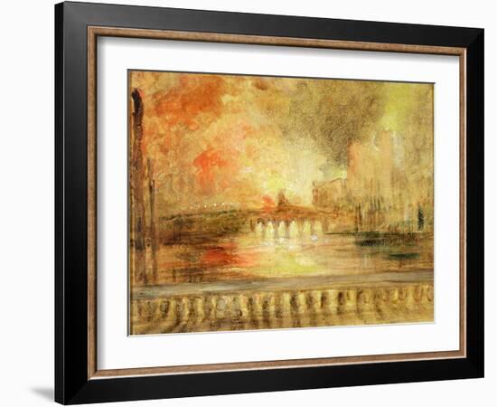 The Burning of the Houses of Parliament, Previously Attributed to J.M.W. Turner (1775-1851)-English-Framed Giclee Print