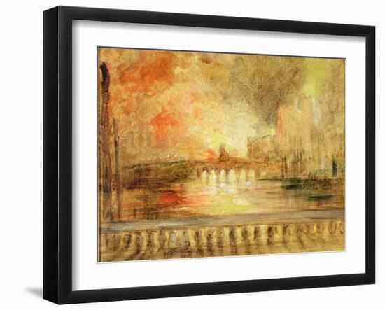 The Burning of the Houses of Parliament, Previously Attributed to J.M.W. Turner (1775-1851)-English-Framed Giclee Print