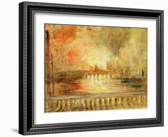 The Burning of the Houses of Parliament, Previously Attributed to J.M.W. Turner (1775-1851)-English-Framed Giclee Print