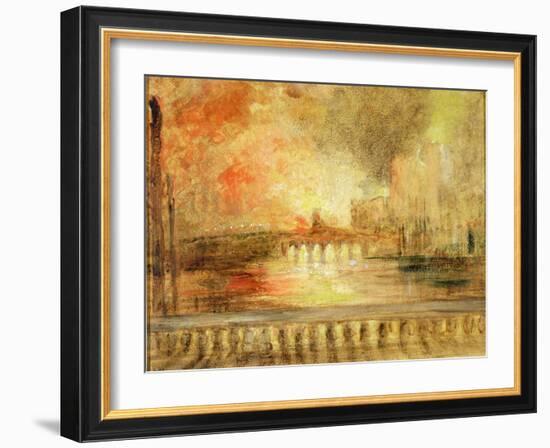 The Burning of the Houses of Parliament, Previously Attributed to J.M.W. Turner (1775-1851)-English-Framed Giclee Print