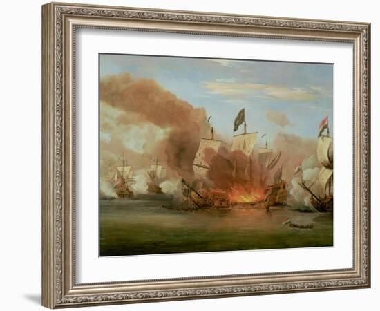 The Burning of "The Royal James" at the Battle of Sole Bank, 6th June 1672-Willem Van De, The Younger Velde-Framed Giclee Print