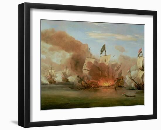 The Burning of "The Royal James" at the Battle of Sole Bank, 6th June 1672-Willem Van De, The Younger Velde-Framed Giclee Print