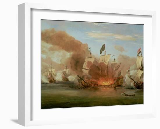 The Burning of "The Royal James" at the Battle of Sole Bank, 6th June 1672-Willem Van De, The Younger Velde-Framed Giclee Print