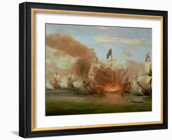 The Burning of "The Royal James" at the Battle of Sole Bank, 6th June 1672-Willem Van De, The Younger Velde-Framed Giclee Print