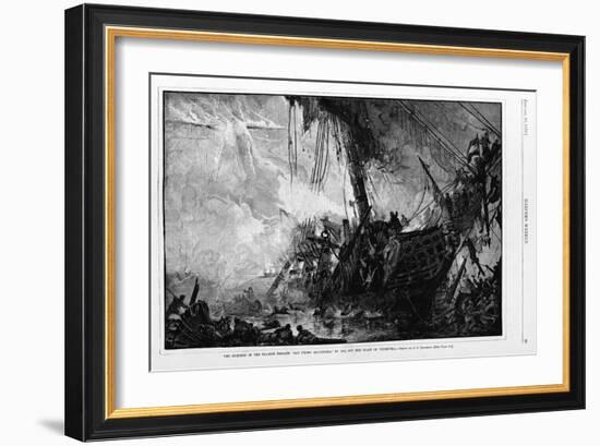 The Burning of the Spanish Frigate San Pedro Alcantara, in 1815, off the Coast of Venezuela.-null-Framed Giclee Print