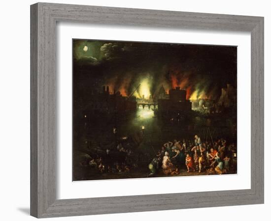 The Burning of Troy-Jan Brueghel the Elder-Framed Giclee Print