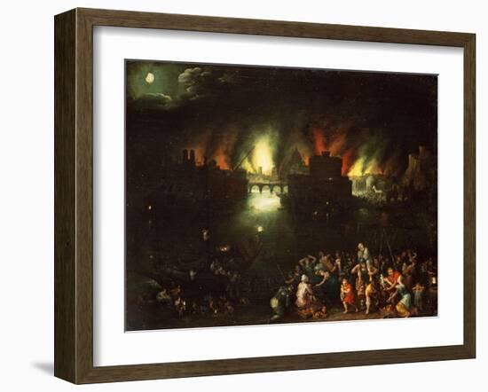 The Burning of Troy-Jan Brueghel the Elder-Framed Giclee Print