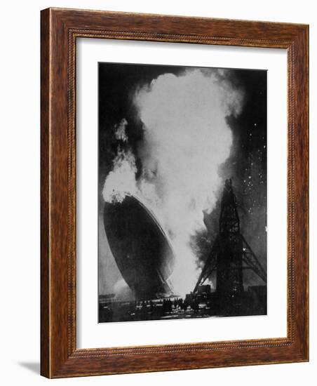 The Burning Wreckage of the Hindenburg, Hydrogen Inflated Airship Explosion that Killed 36 People-null-Framed Photographic Print