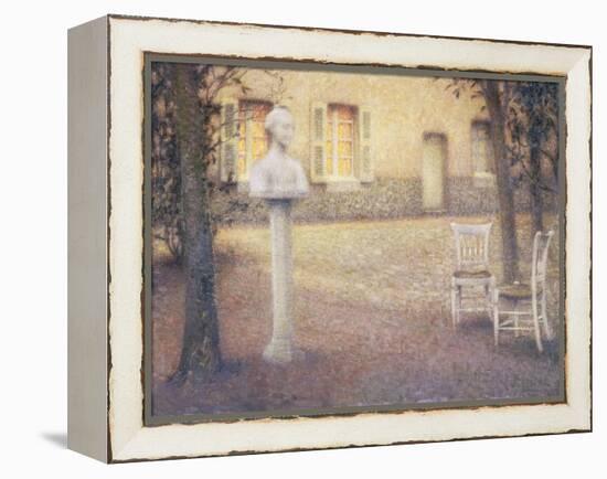 The Bust in the Garden at Twilight; Le Buste Dans Le Jardin Au Crespuscule-Henri Eugene Augustin Le Sidaner-Framed Premier Image Canvas