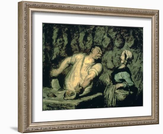 The Butcher, Montmartre Market, 1857-1858-Honoré Daumier-Framed Giclee Print