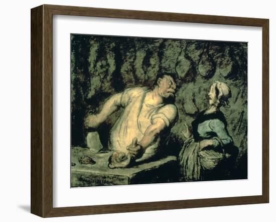 The Butcher, Montmartre Market, 1857-1858-Honoré Daumier-Framed Giclee Print