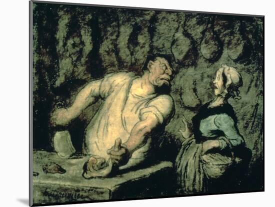 The Butcher, Montmartre Market, 1857-1858-Honoré Daumier-Mounted Giclee Print