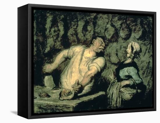 The Butcher, Montmartre Market, 1857-1858-Honoré Daumier-Framed Premier Image Canvas