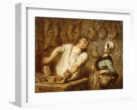 The Butcher, Montmartre Market, C.1857-58-Honore Daumier-Framed Giclee Print