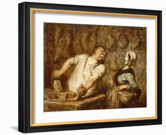 The Butcher, Montmartre Market, C.1857-58-Honore Daumier-Framed Giclee Print