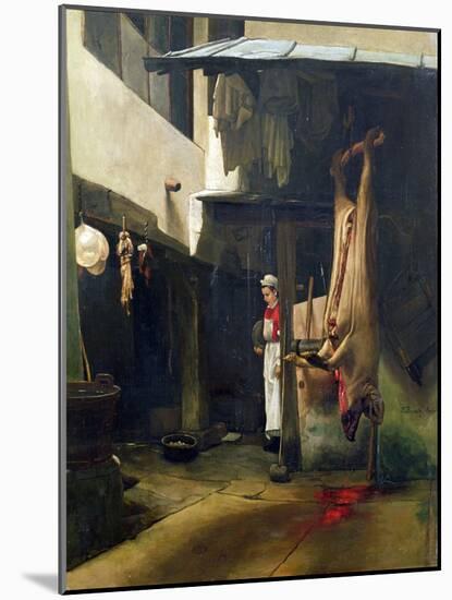 The Butcher (Oil on Canvas)-Francois Bonvin-Mounted Giclee Print