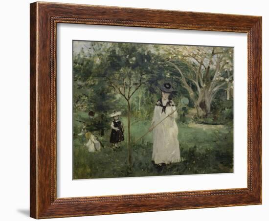 The Butterfly Hunt (The Artist's Sister with Her Children), 1874-Berthe Morisot-Framed Giclee Print