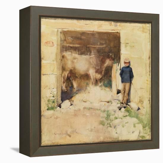 The Byre (W/C on Paper)-Joseph Crawhall-Framed Premier Image Canvas