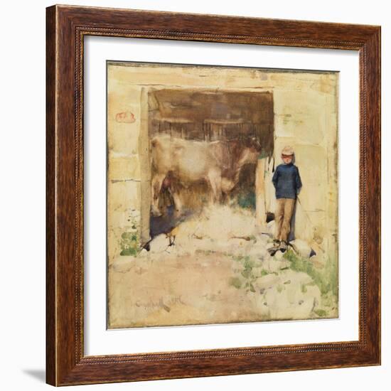 The Byre (W/C on Paper)-Joseph Crawhall-Framed Giclee Print