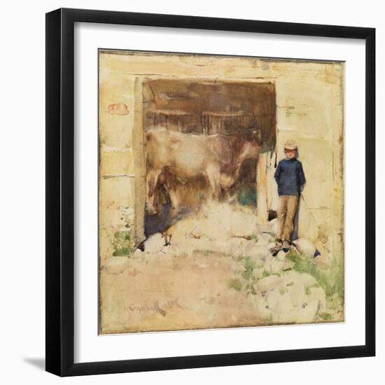 The Byre (W/C on Paper)-Joseph Crawhall-Framed Giclee Print