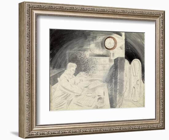 The Cabin (Or Square) of the Senior Officers of a Submarine (Submarine). Pencil Series by Eric Ravi-Eric Ravilious-Framed Giclee Print
