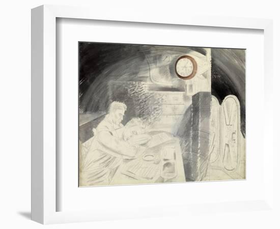 The Cabin (Or Square) of the Senior Officers of a Submarine (Submarine). Pencil Series by Eric Ravi-Eric Ravilious-Framed Giclee Print