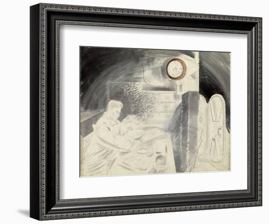 The Cabin (Or Square) of the Senior Officers of a Submarine (Submarine). Pencil Series by Eric Ravi-Eric Ravilious-Framed Giclee Print