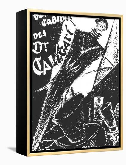 The Cabinet of Dr. Caligari, German Movie Poster, 1919-null-Framed Stretched Canvas