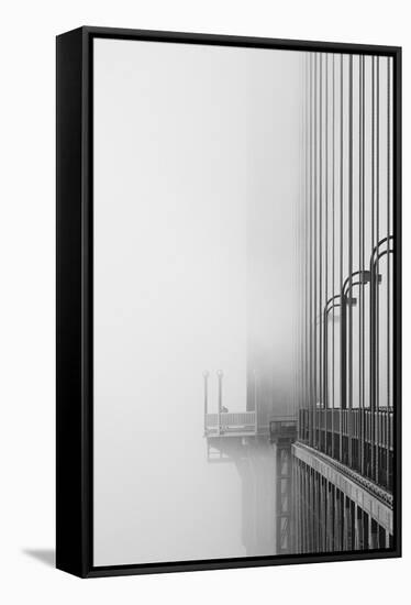 The Cables And Sidewak Of The Golden Gate Bridge Disappearing Into The Fog-Joe Azure-Framed Stretched Canvas