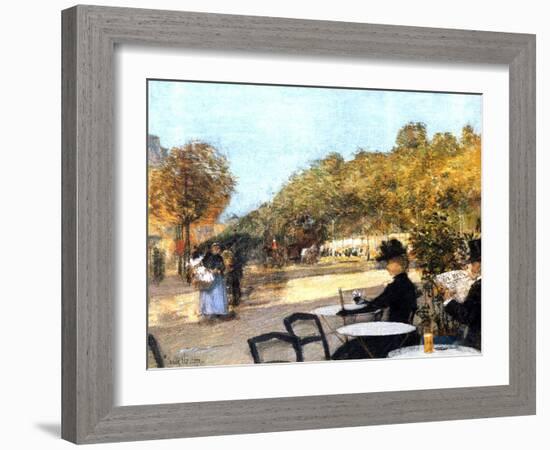 The Cafe Terrace, 1887-89-Childe Hassam-Framed Giclee Print